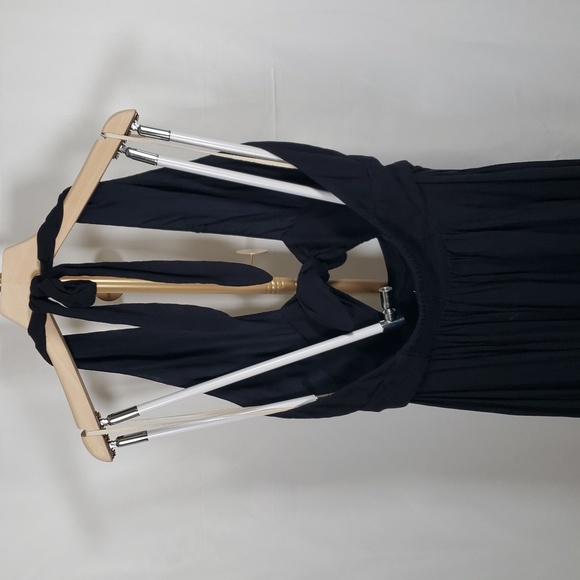 Free People Black Halter Maxi Dress Backless Tie Front Boho Festival XS NWOT - Picture 8 of 10